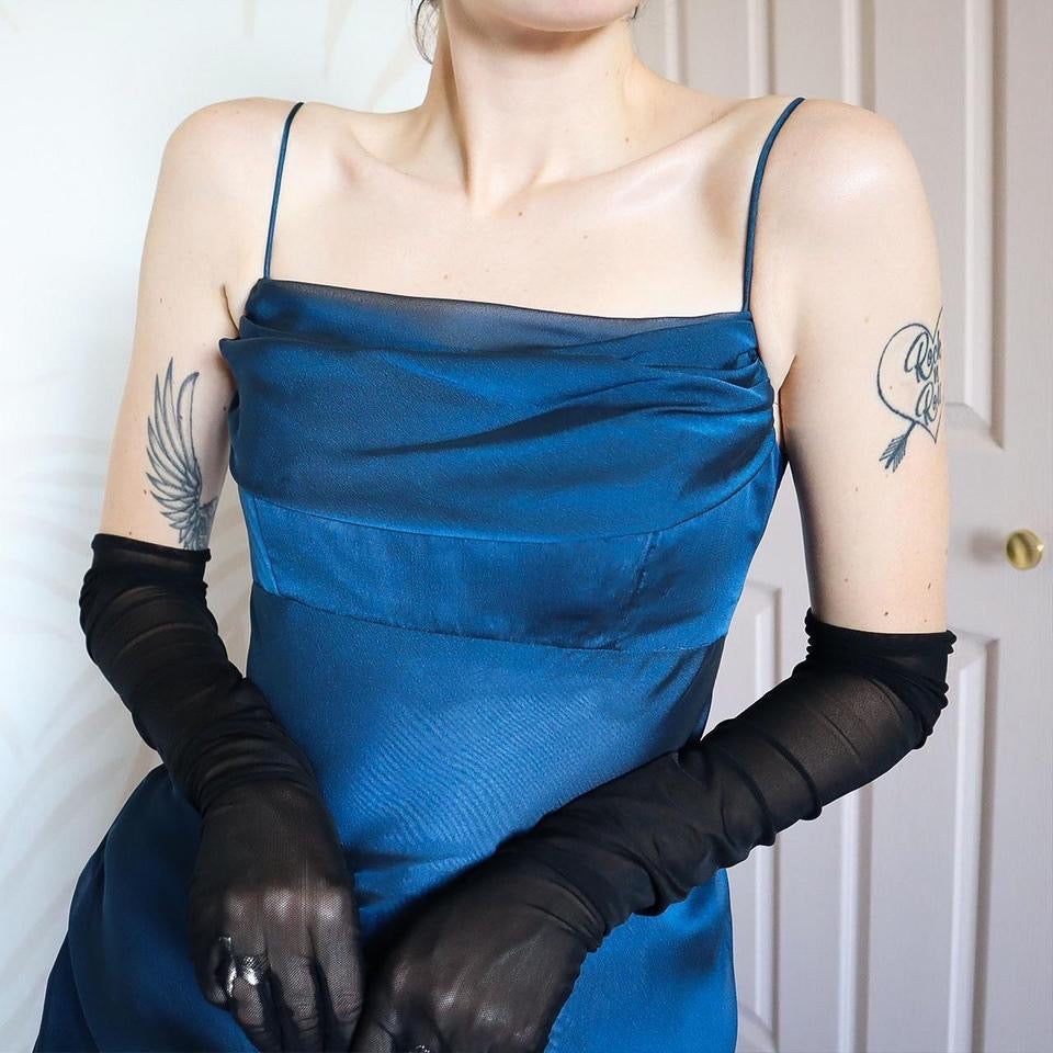 Blue Betsy & Adam chiffon evening gown UK 10