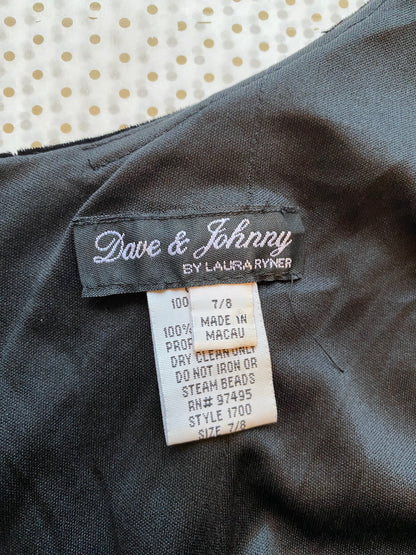 Black velvet Dave & Johnny 90s evening dress UK 12