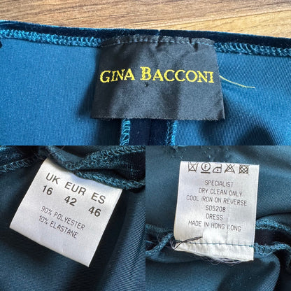Gina Bacconi teal velvet dress uk 16