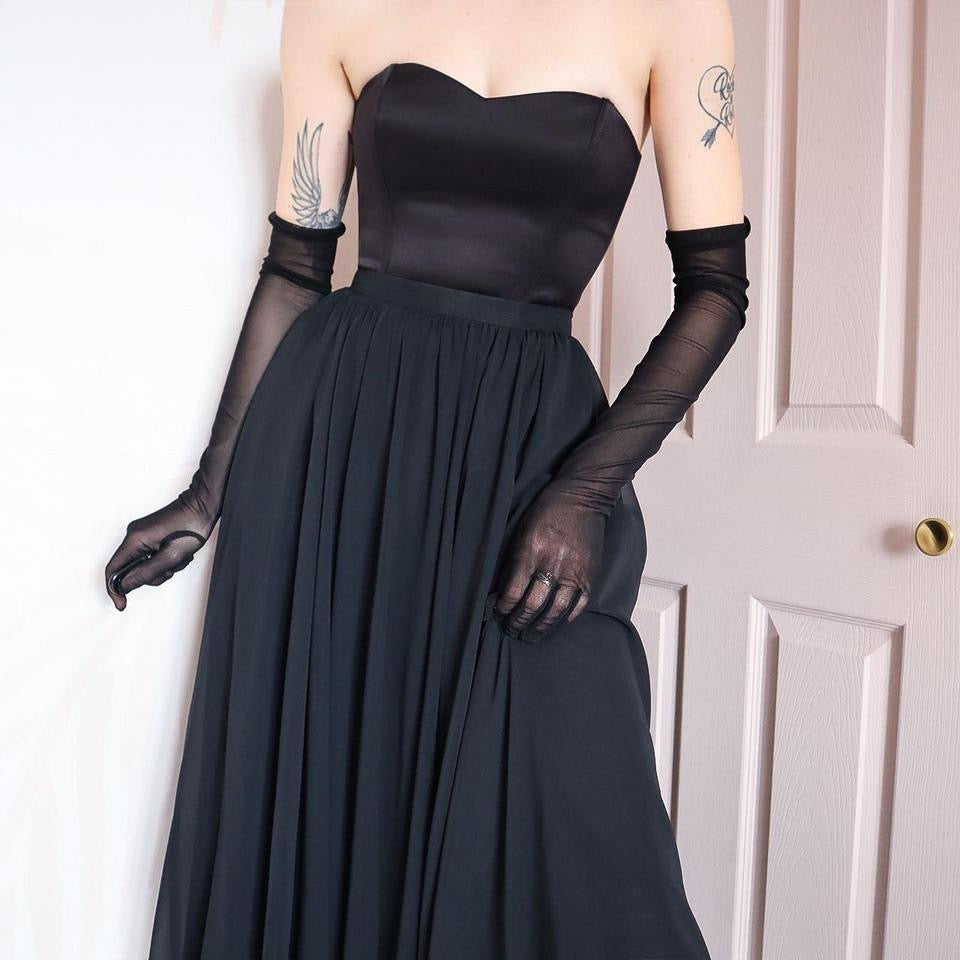 Frank Usher black chiffon skirt UK 10