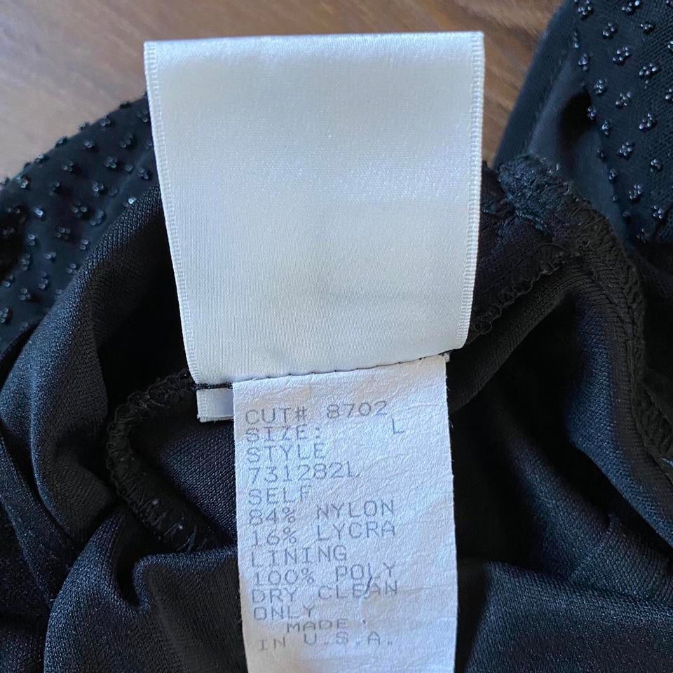 Tadashi black stretch sheer back evening dress UK 14