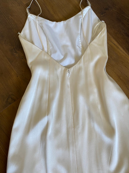 100% silk Carol Li Couture ivory low back wedding dress uk 10