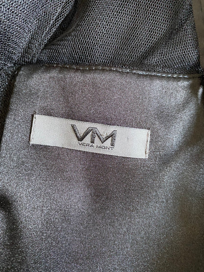 Vera Mont Black Layered Tulle Midi Dress UK 10