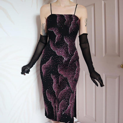 Black glittery midi evening dress UK 10