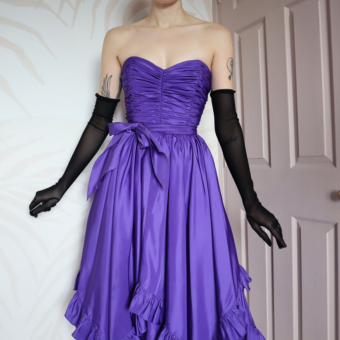 Frank Usher purple strapless midi dress UK 8-10