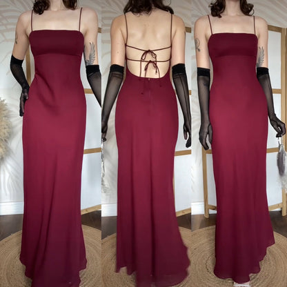 Morgan & Co burgundy open back evening dress uk 10