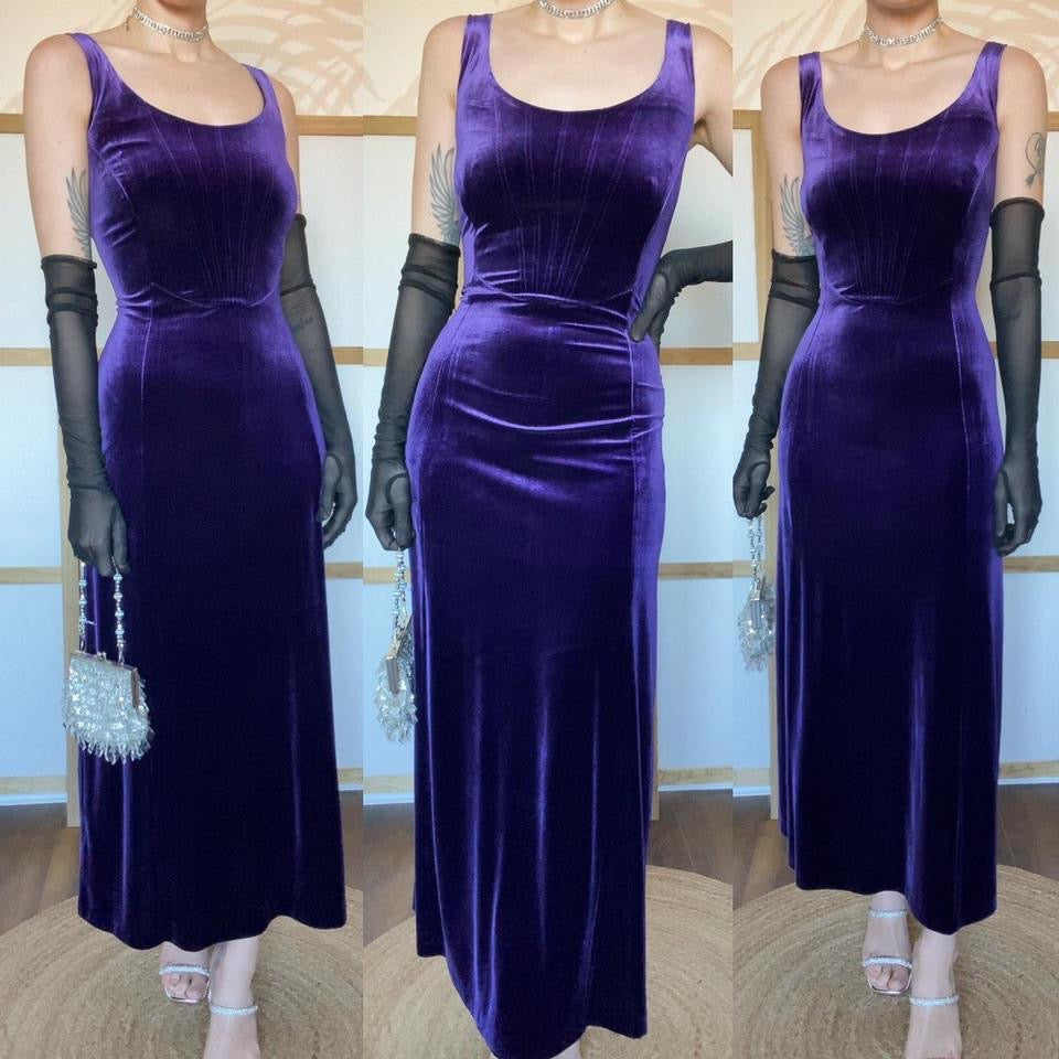 Laura Ashley purple stretch dress UK 16-18