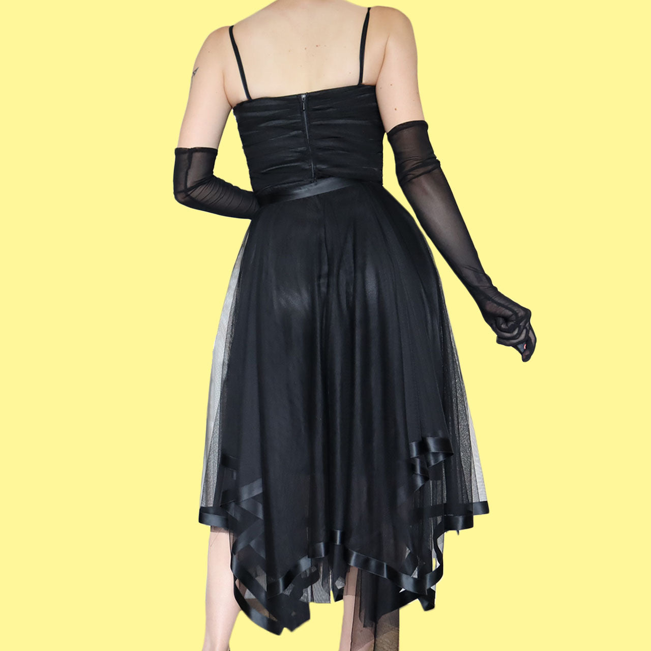 Vera Mont Black Layered Tulle Midi Dress UK 10