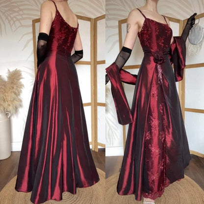 Jora Dark red lace a-line prom dress & shawl uk 12
