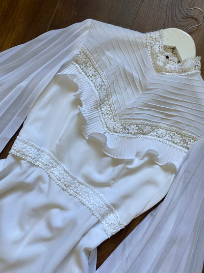 70s long flared sleeve wedding dress uk 12