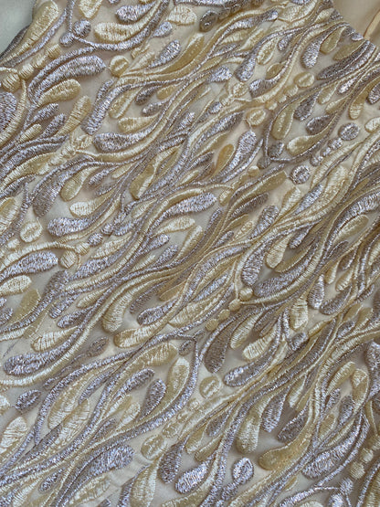 Subtle yellow YVE London evening gown & shawl UK 10