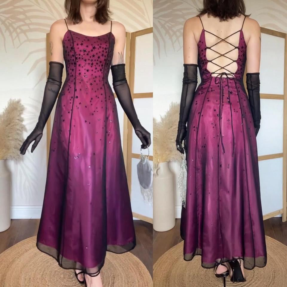 Morgan & Co petite pink glittery star a-line prom dress uk 8