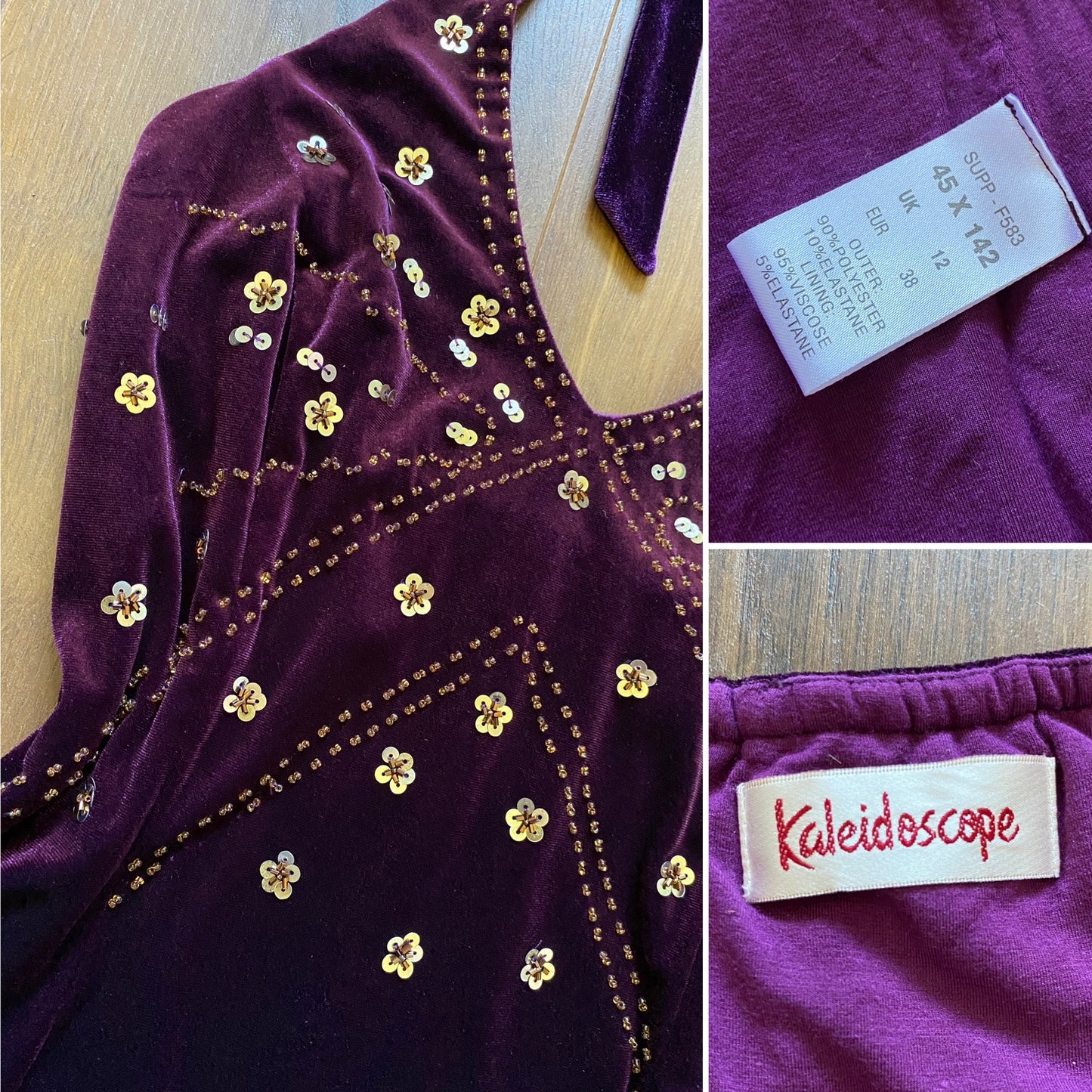 Dark purple velvet halterneck evening dress uk 12