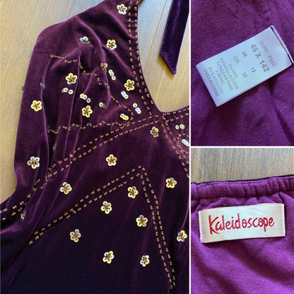 Dark purple velvet halterneck evening dress uk 12