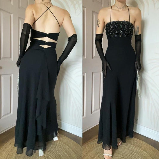 YVE London black evening dress UK 10-12