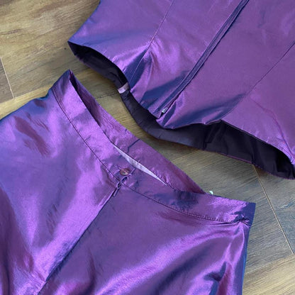 Purple taffeta 3-piece prom set uk 14