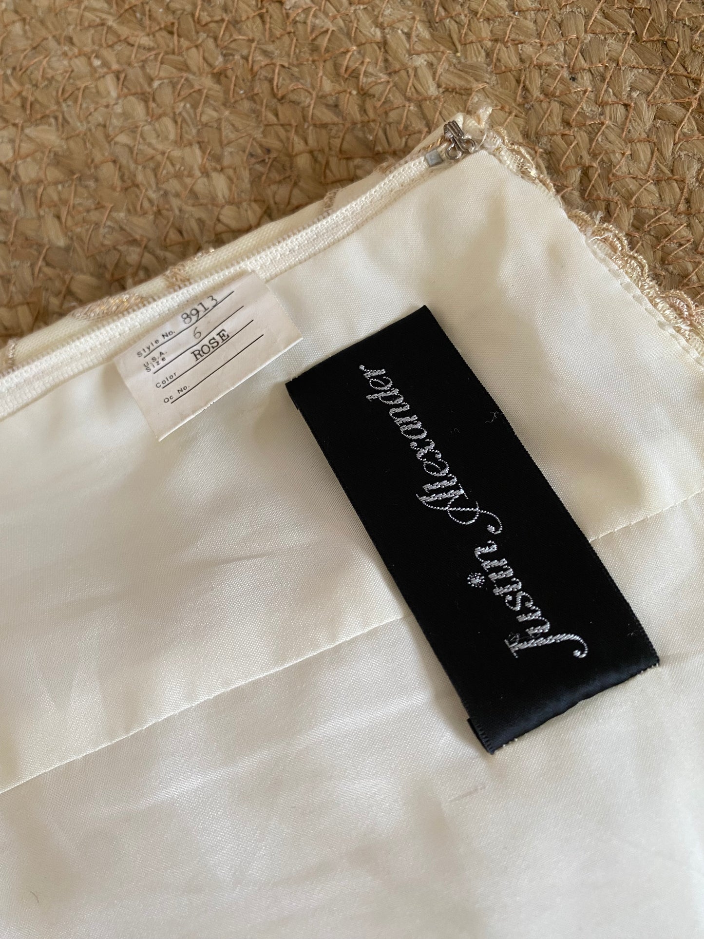 Justin Alexander cream off shoulder embroidered wedding dress uk 8