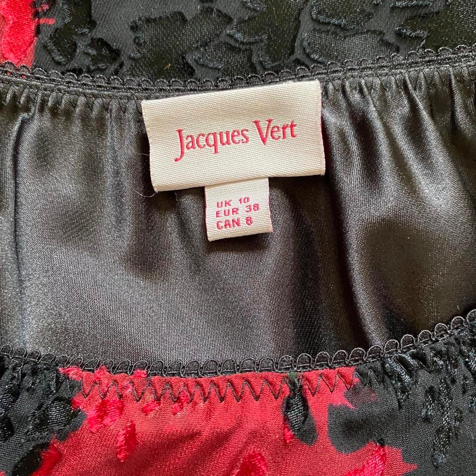 Black silk blend floral midi skirt UK 10