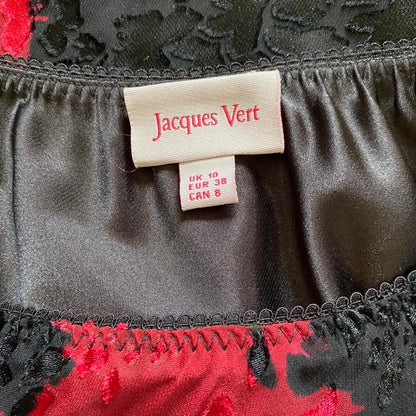 Black silk blend floral midi skirt UK 10