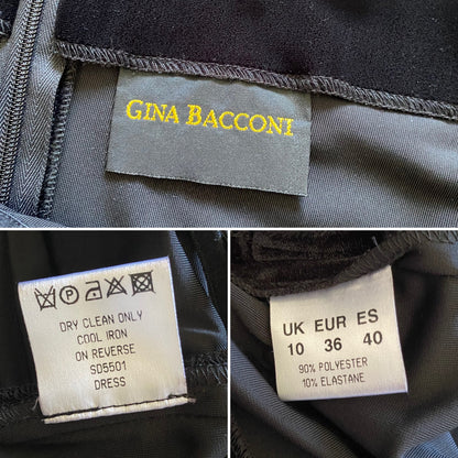 Gina Bacconi black velvet evening gown UK 10/12