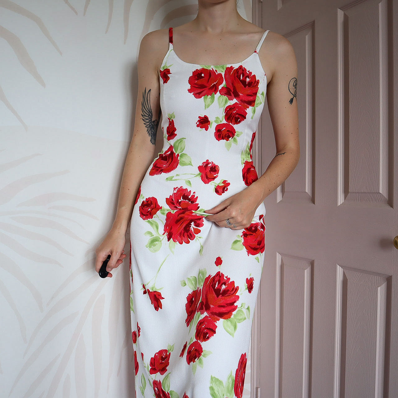 White floral Laura Ashley summer maxi dress UK 12