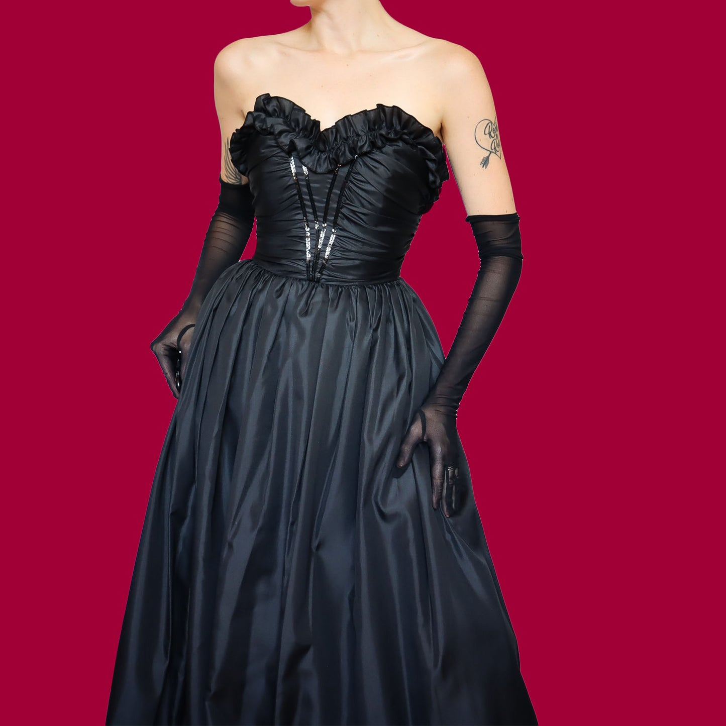 Black After Six strapless evening dress UK 10