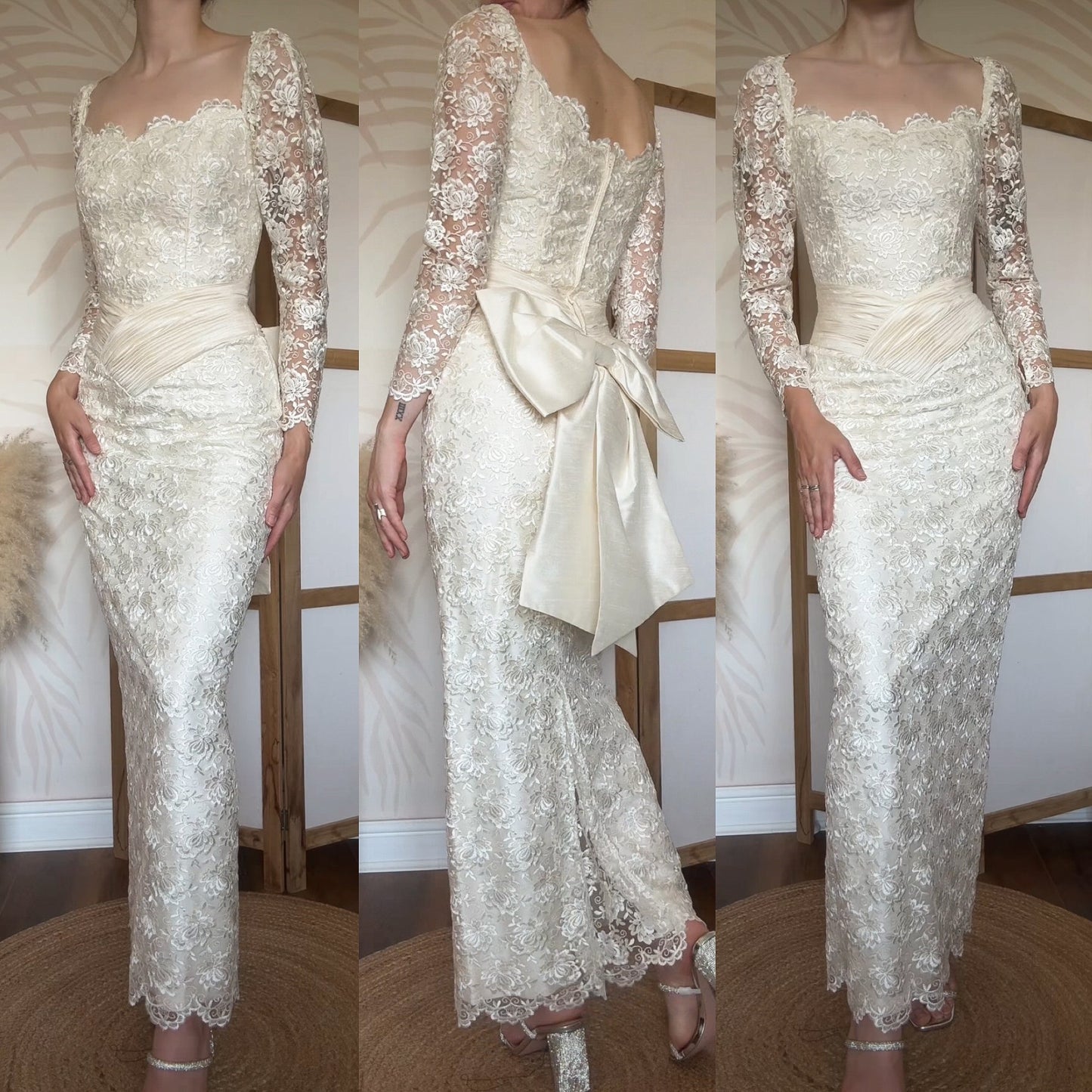 Helen Marina 1990s pure silk lace wedding dress uk 10
