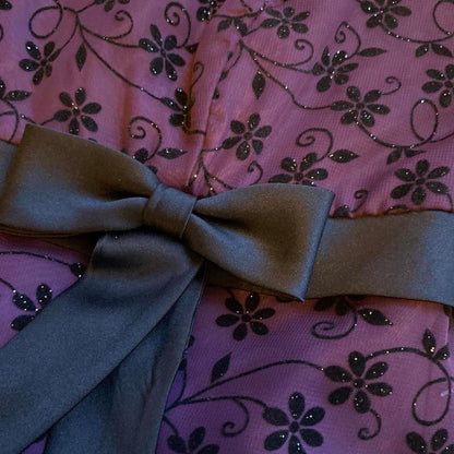 Purple halter-neck floral glittery evening dress UK 10