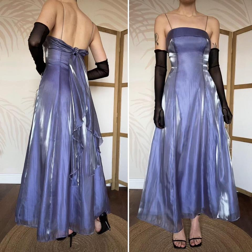Purple shimmery a-line evening dress uk 8