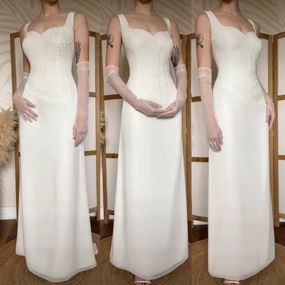 Ivory beaded chic wedding dress uk 16