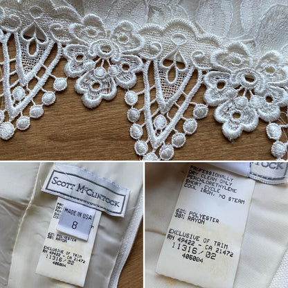 Scott McClintock petite ivory lace cold shoulder wedding dress uk 10-12