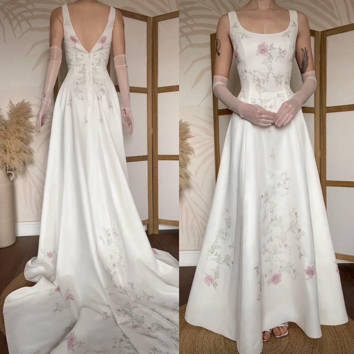 Dante ivory floral a-line wedding dress uk 14