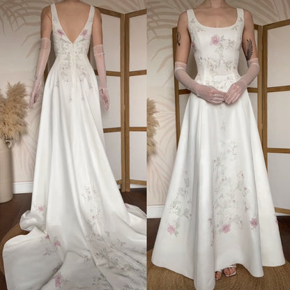 Dante ivory floral a-line wedding dress uk 14