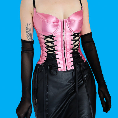Shirley of Hollywood pink lace up corset UK 36C