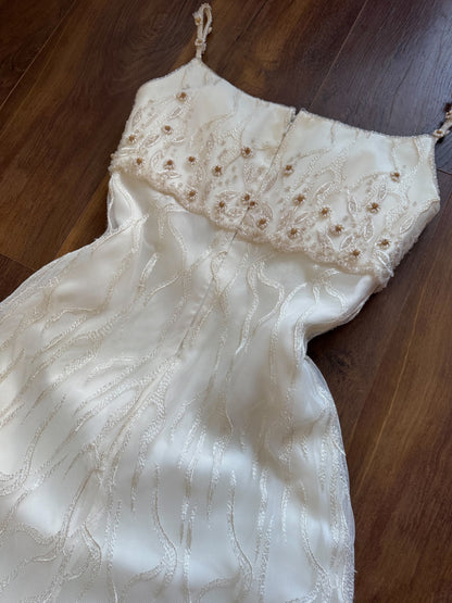 Warm ivory lace fishtail wedding dress uk 10