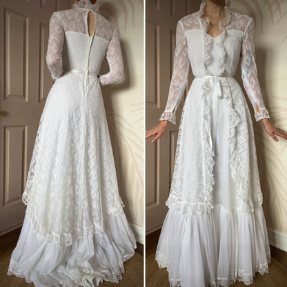 White lace long sleeve wedding dress UK 8