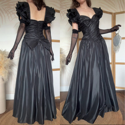 John Charles 80s black prom dress uk 12-14