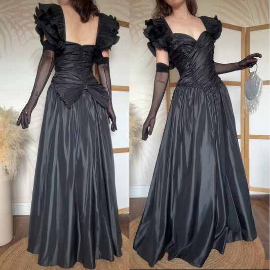 John Charles 80s black prom dress uk 12-14