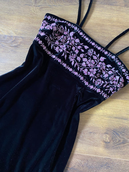 Tadashi black & pink beaded 2 piece dress and jacket uk 12