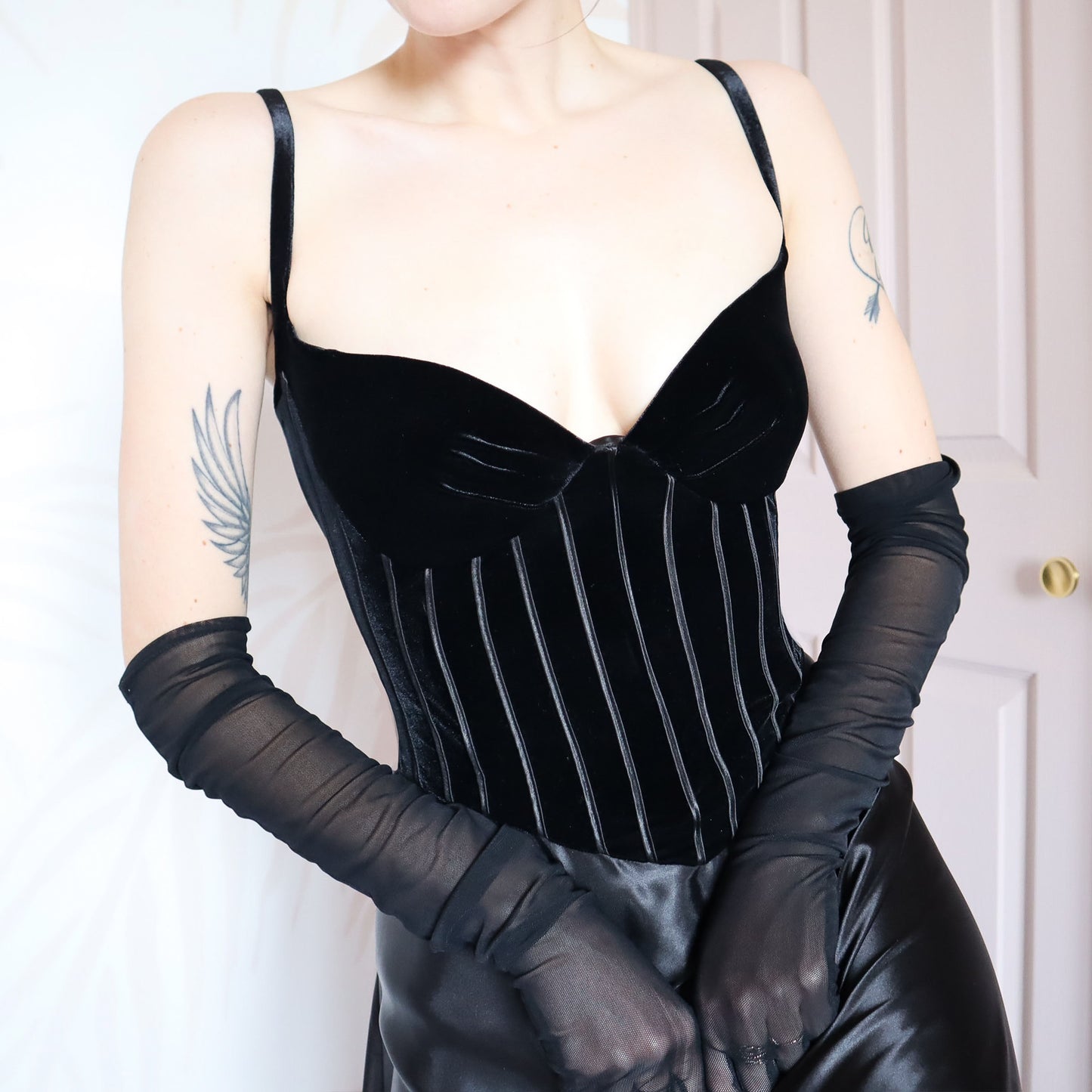 Simon Ellis vintage black velvet evening gown UK 12-14