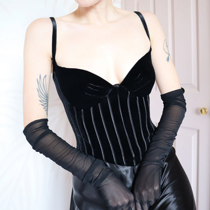 Simon Ellis vintage black velvet evening gown UK 12-14