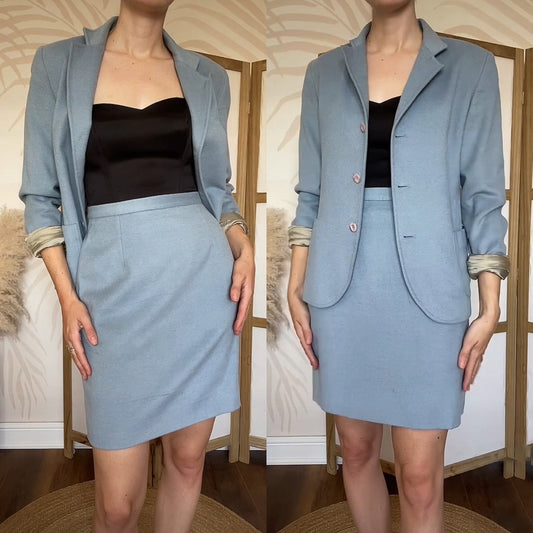 Stunning dusky blue super soft 2 piece suit UK 10
