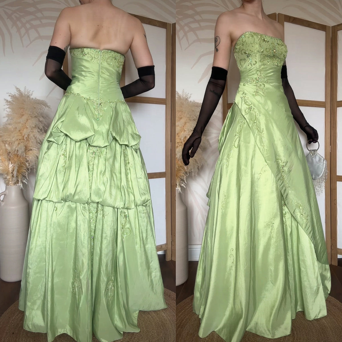 Green strapless a-line prom dress uk 10