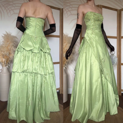 Green strapless a-line prom dress uk 10
