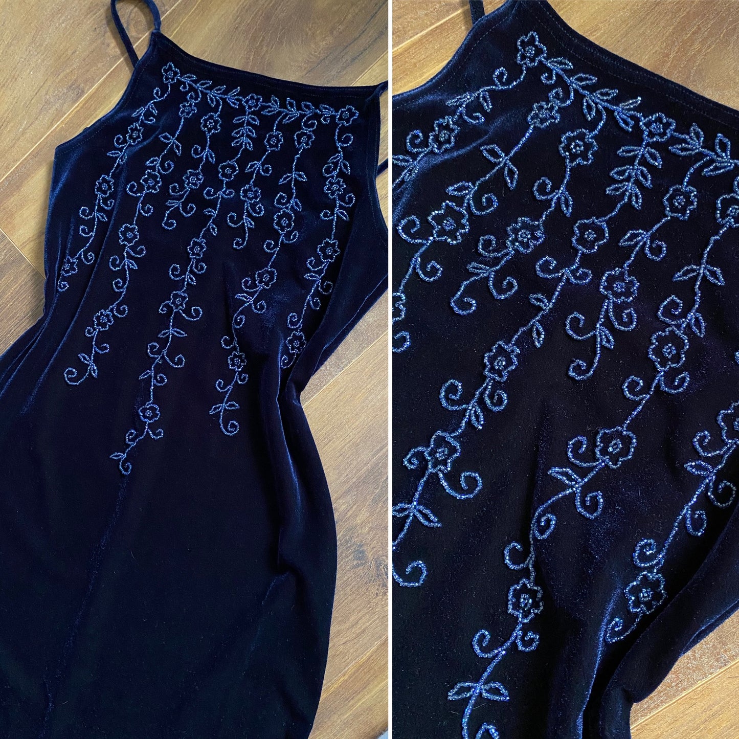 Navy velvet stretch bodycon 90s dress uk 10-12