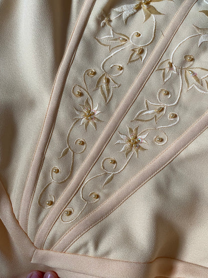 Hilary Morgan vintage yellow evening dress UK 14-16