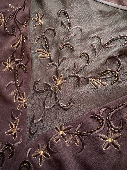 Brown stretch evening dress uk 10-12