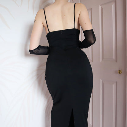 Joseph Ribkoff black stretch sheer dress UK 12