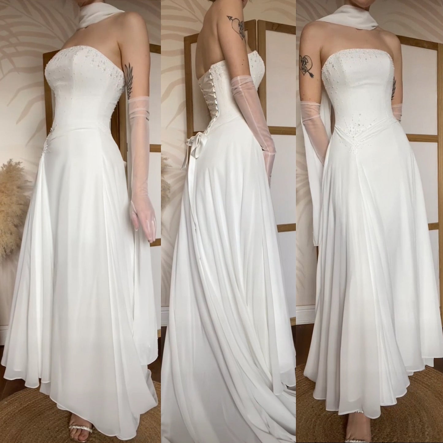 Maggie Sottero white strapless wedding dress & shawl uk 6-8
