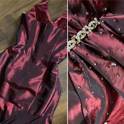 Jora Collection dark red halter neck prom dress uk 8